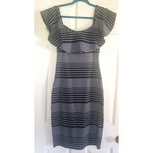 Romeo + Juliet Navy & white stripe shoulder dress